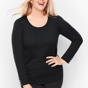 Talbots Plus Gathered Shoulder Merino Wool Pearl Luxury Black Christmas 1X